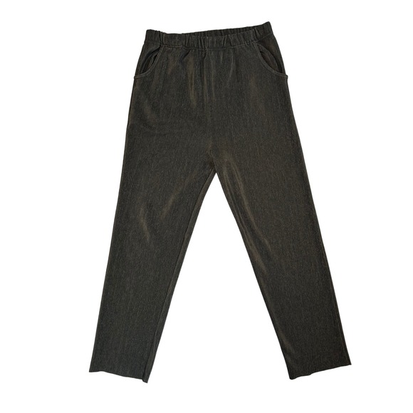 Unbranded Pants - Vintage Japanese‎ Charcoal Grey Textured Knit Elastic Waist Pull On Pants